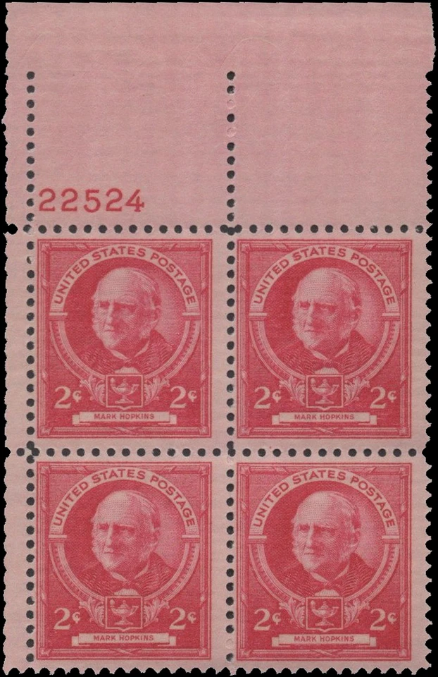 Scott # 870 - US Plate Block Of 4 - Hopkins - 2c Rose Carmine- **MNH** -1940 - Image 1 of 1