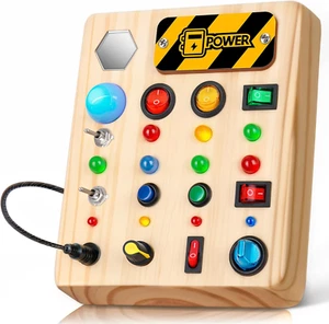 Busy Board Montessori Toys for Toddler, Wooden Sensory Board Switch Toy with Sha - Picture 1 of 8