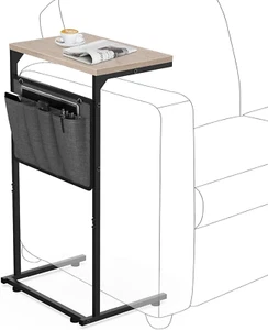 C Shaped End Table, Small Side Table for Couch and Recliner, Slide under Sofa Tr - Picture 1 of 12