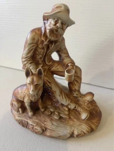 Vintage Swagman Pottery Australia man drinking coffee with dog ceramic figurine - Picture 1 of 7