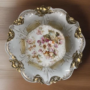 Antique RS Prussia Large Porcelain Bowl Hand Painted 10.5" Diameter Grannycore.. - Picture 1 of 18