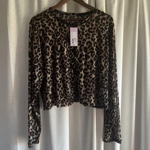 Women’s Leopard Print Top Shear Long Sleeves Button Down Size 3X - Picture 1 of 8