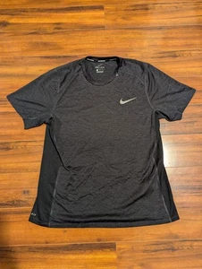 NIKE MILER Dri-Fit Breathe RUNNING TOP Black Reflective Mens Large - Picture 1 of 6