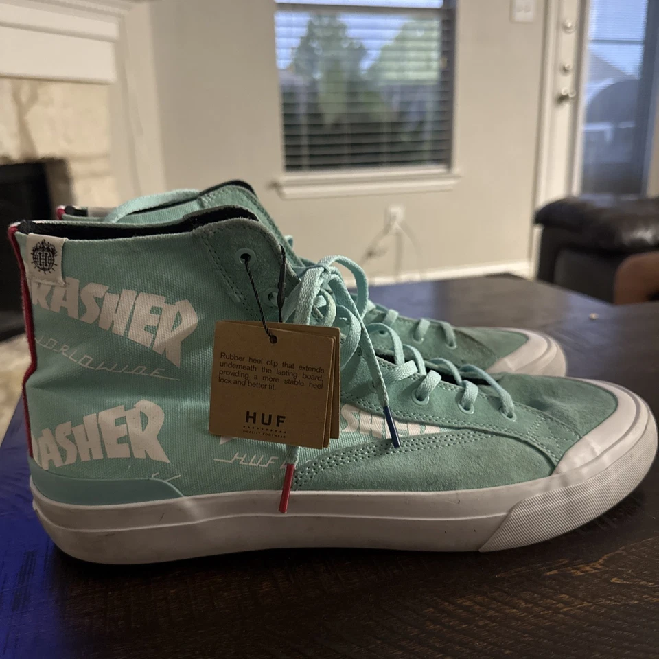 Zapatos de skate HUF x Thrasher Teal clásicos altos para hombre talla 13 Foto 1 de 4