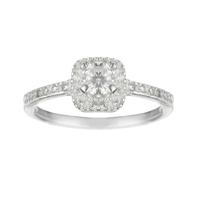 Silverly Anello Donna Argento 925 Solitario Quadrato Zirconi Brillanti Rotondi - Immagine 1 di 4