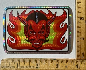 Máquina expendedora prismática calcomanía prisma llamas Red Devil vintage de los años 80 - Imagen 1 de 1