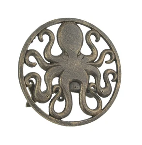 Cast Iron Octopus Wall Mounted Hanging Garden Hose Holder Bronze Finish - Picture 1 of 5