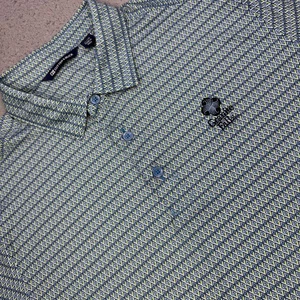 Cutter & Buck Polo Shirt Mens XL Blue Green Geometric Golf Granite Falls - Picture 1 of 13