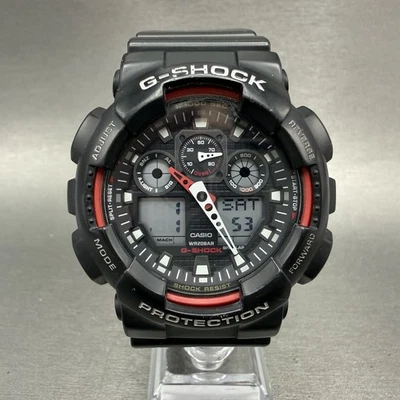 Casio G-Shock Ga100 Watch Men 51mm Black Dial Black Red Alarm Chrono New Batt - Image 1 of 4