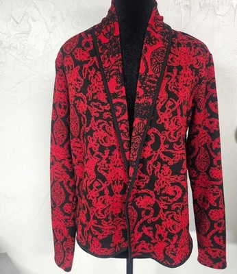Cárdigan Blazer Suave Kim Rogers Años 90 Rojo Negro Diseño Paisley Para Mujer Talla M  Foto 1 de 4