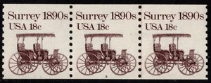 1981 U.S. #1907 - 18c Surrey Plate 3 Coil Mint NH Strip of 3; SCV $17.50 - Picture 1 of 3