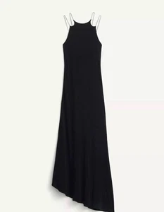 KATE MOSS ZARA SIZE XS NEW BLACK ASYMMETRIC HALTER RHINESTONE JEWEL JEWEL DRESS - Picture 1 of 7