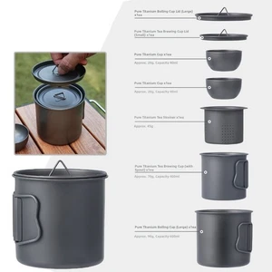 Lightweight Titanium Tea Set Compact Portable for Outdoor Hiking Travel - Picture 1 of 14
