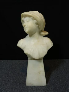 Sculpture statue ancienne buste de femme en albatre - Picture 1 of 24