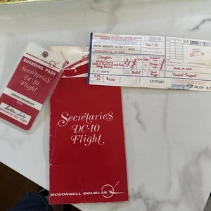 McDonnell Douglas Secretaries DC-10 Flight Boarding Pass Vintage - Bild 1 von 5