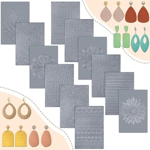 12 Pcs Polymer Clay Texture Sheets Mat Works with Cutter gray - Picture 1 of 7