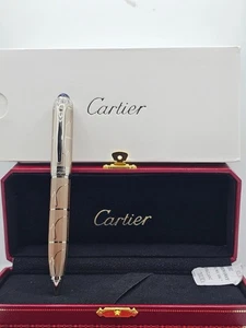Excellent Cartier R De Creamish+Silver Design Body {Blue Ink}Ballpoint Pen - Picture 1 of 7