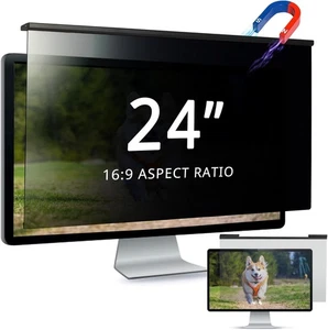 Filtre d'écran de confidentialité magnétique suspendu pour ordinateur, 24 pouces 16:9 HD anti-lumière bleue - Photo 1/6