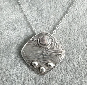 Art Deco Waves Sun Raindrops Pendant Sterling Silver 18" Chain Necklace - Picture 1 of 14
