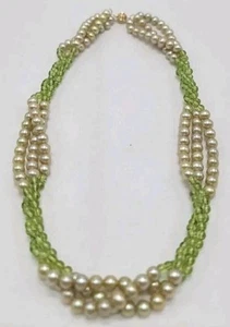 Mintgrüne gedrehte Perlenkette 3 Stränge 18" 14k GSJ neu in Box HSN Schmuck - Bild 1 von 9