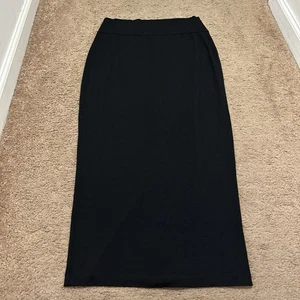 Eileen Fisher gonna classica nera a matita da donna PM viscosa lycra minimalista - Foto 1 di 7