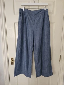 Seasalt Hose weites Bein Calluna Größe 14 blau Seitenreißverschluss Baumwolle & Leinen Taschen - Bild 1 von 9