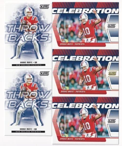(5) Drake Maye 2025 SCORE THROWBACKS + CELEBRATION GOLD + INSERT LOT PATRIOTS - Picture 1 of 1