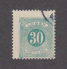Sweden Sc J9 used 1874 30o dark green Postage Due, perf 14, sound,  F+