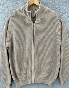Vintage L.L. Bean hellbrauner enger Strickpullover mit hohem Kragen und durchgehendem Reißverschluss Erwachsene Größe L Tall - Bild 1 von 8