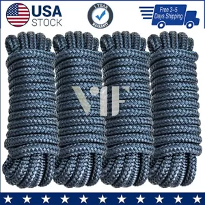 4 Pack 3/8 x 15 Dock Lines Nylon Rope for Boats Double Braided Boat Accessories - Picture 1 of 7