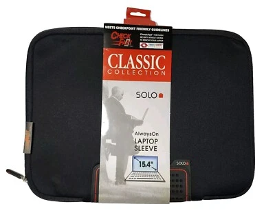 NWT SOLO Classic Laptop Sleeve 15.4" Padded Neoprene Zipper Check Fast - Image 1 of 4