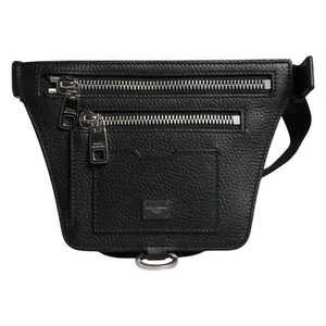 DOLCE & GABBANA Tasche schwarz Kalbsleder Logo Plakette Gürtel Taille Herren Bauchtasche 1100usd - Bild 1 von 9