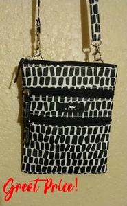 SCOUT Black White Three Zipper Crossbody Bag - Picture 1 of 5