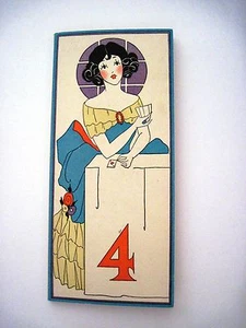 Vintage Art Deco Bridge Score Pad w/ Woman Wearing Dress w/ Deco Flowers #4 * - Picture 1 of 3