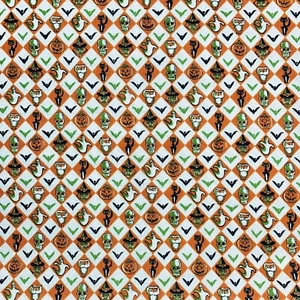 Hallowe’en Night Halloween Fabric Argyle Check by RJR 1 YARD 100% Cotton - Picture 1 of 9