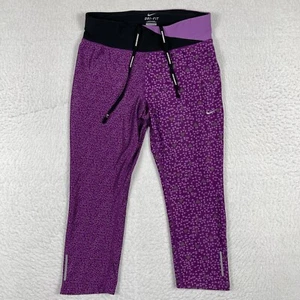 Nike Leggings Womens Small Purple Pink Cropped Capri Gym Workout Athleisure - Picture 1 of 15