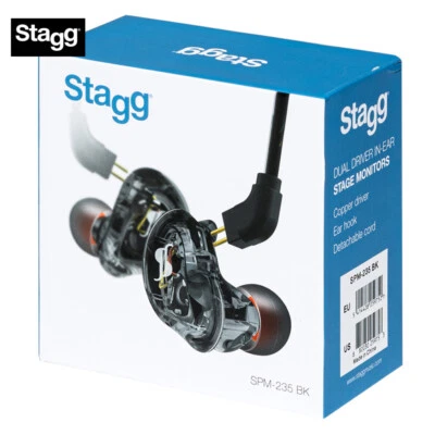Monitores de estado Stagg SPM-235 BK con aislamiento de sonido intrauditivo de 2 controladores negros con estuche Foto 1 de 4