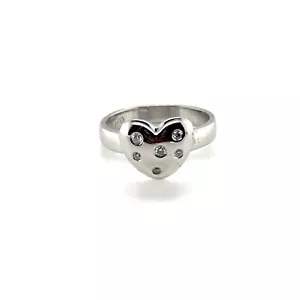 Tiffany & Co. Etoile Diamond 18k White Gold Heart Ring Size - 5 - Picture 1 of 5