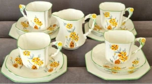 Royal Stafford Art Deco Teeservice | handbemaltes Gänseblümchen | 13-teiliges Vintage Porzellan Set - Bild 1 von 10