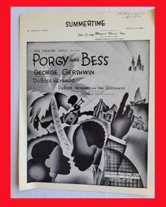 SUMMERTIME Sheet Music PORGY AND BESS 1935 George Gershwin Black Americana - Picture 1 of 2