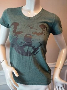 T-shirt donna American Apparel bulldog inglese grafica small verde dk - Foto 1 di 7