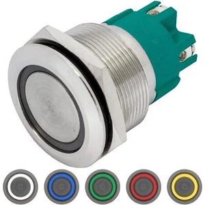 Stainless steel Pressure switch Flat Ø25mm Ring LED IP65 Screw Connection 250V 3 - Picture 1 of 8
