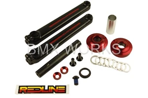 Redline Flight BMX Crank Set Ch-Mo Black180mm with Red American Bottom Bracket - Picture 1 of 1