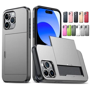 Fr Samsung Galaxy S24 S23 Ultra S22 S21 Slide Card Holder Shockproof Wallet Case - Photo 1 sur 22