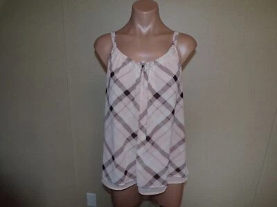 Camiseta sin mangas New York & Company rosa marrón a rayas talla XS Foto 1 de 4