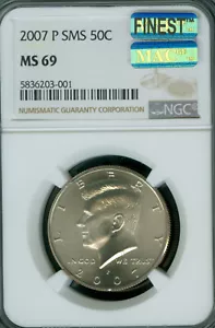 2007 P KENNEDY HALF DOLLAR NGC MS69 SMS PQ MAC FINEST GRADE MAC SPOTLESS * - Picture 1 of 2