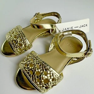 Janie and Jack Woven Sandal Gold Multiple Sizes Baby Shoes and Accessories - Picture 1 of 9