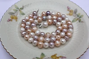 A019B 56cm Natürliche Süßwasser Perlen Schmuck Halskette Perlenkette Collier jhg - Bild 1 von 1