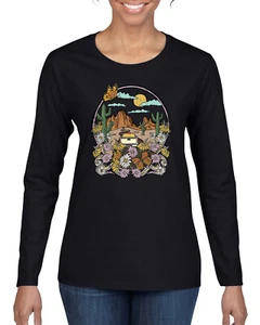 Trendy Landscape With Daisies Cactus Monarch Butterfly Women Long Sleeve TShirt - Picture 1 of 8