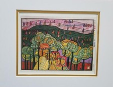 Friedensreich Hundertwasser The Rain Falls Far From Us Matted Offset  Litho 1986